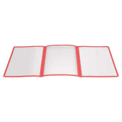 [PMCT-9R] Tri-Fold Triple Panel Menu Cover, 9-1/2" x 12-1/8" - Red
