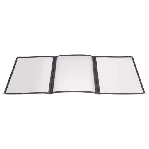[PMCT-9K] Tri-Fold Triple Panel Menu Cover, 9-1/2" x 12-1/8" - Black