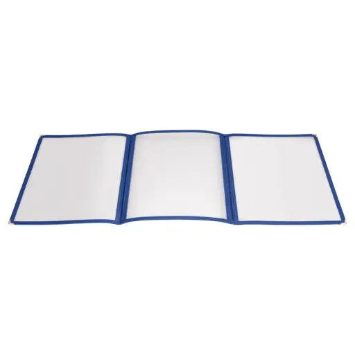 [PMCT-9B] Tri-Fold Triple Panel Menu Cover, 9-1/2" x 12-1/8" - Blue