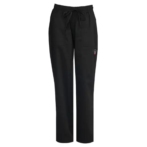 [UNF-8KM] Women's Chef Pants, Black - Medium