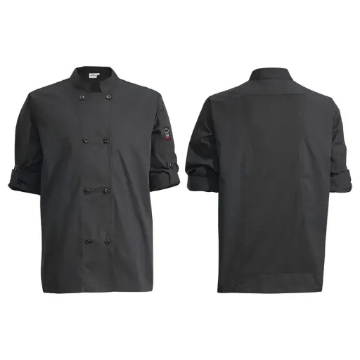 [UNF-12KS] Ventilated Chef Jacket with Roll-Tab Sleeves, Tapered Fit