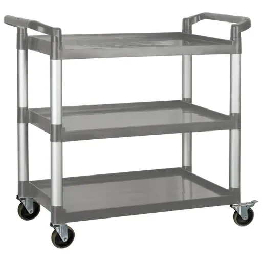 [UC-3019G]  3-Tier Utility Carts with Brakes - Gray, 40-3/4L x 19-1/2W x 37-3/8H