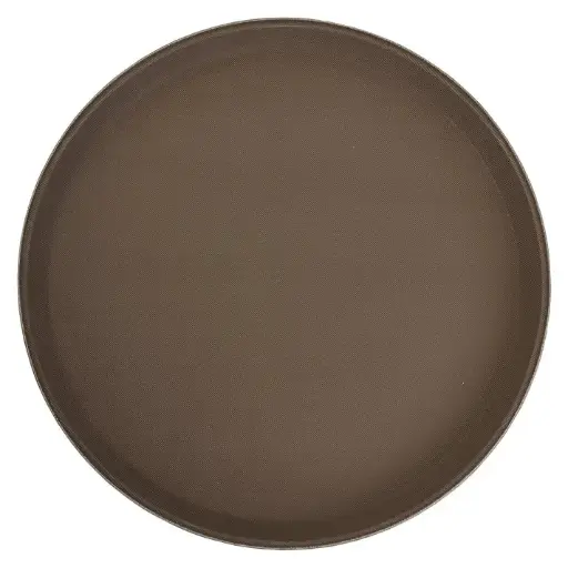 [TFG-16N] Deluxe Fiberglass Tray, Non-slip, Round - 16", Brown