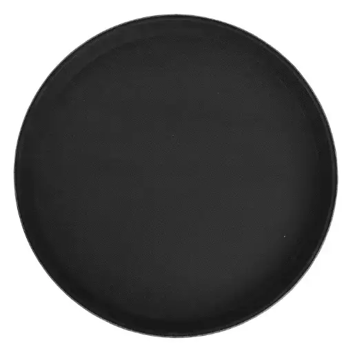 [TFG-11K] Deluxe Fiberglass Tray, Non-slip, Round - 11", Black