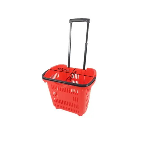[TL-9-1] Red Rolling Shopping Basket 