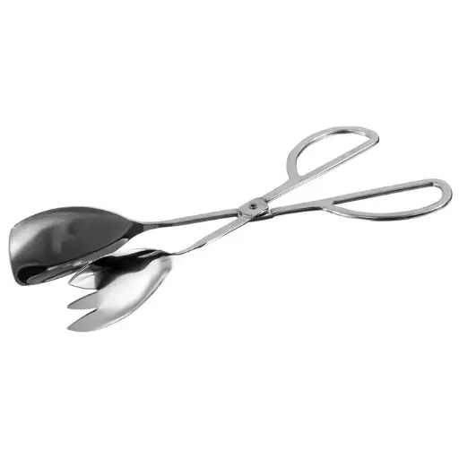 [ST-105SF] 10-1/2" Stainless Steel Spatula and Fork Salad Tongs, Mirror Finish