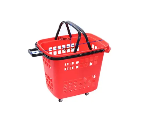 [TL-15] Red Shopping Basket on Wheels