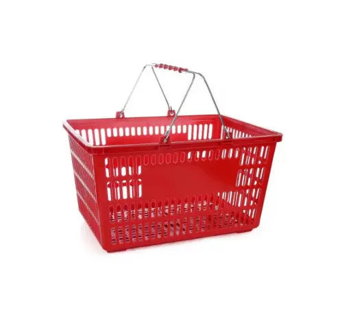 [STL-6] Red Large Shopping Basket with Chrome Handle