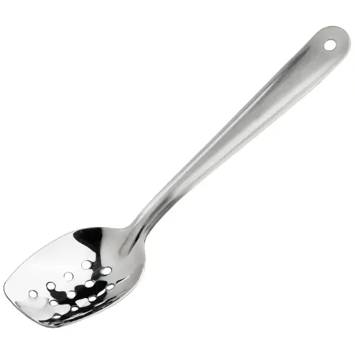 [SPS-P10] Slanted Plating Spoon - Perforated, 10"