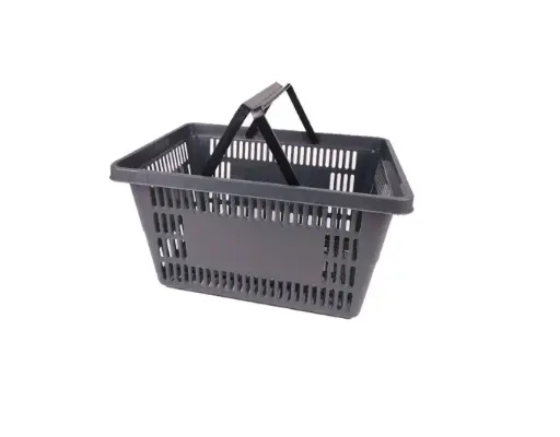 [STL-13] Black Plastic Shopping Basket with Hand