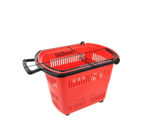 [TL-5-1] Plastic Supermarket Shopping Basket with Wheel