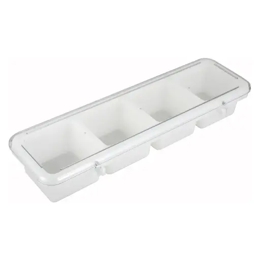 [BC-4P] Condiment Holder, 4 Compartment, White, Plastic