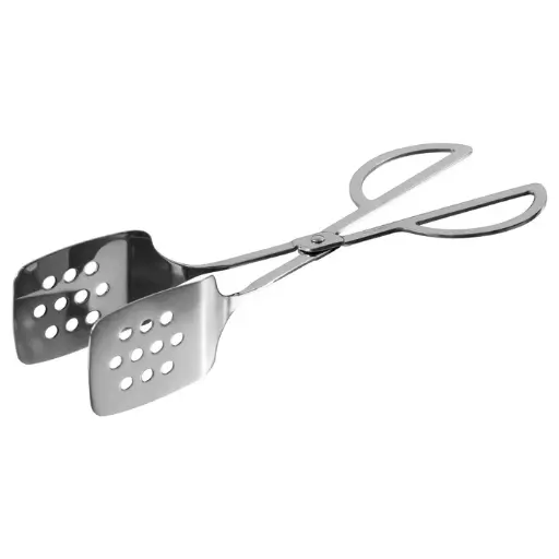 [PT-10P] 10-1/2" Perforated Scissor Style Pastry Tongs, Stainless Steel