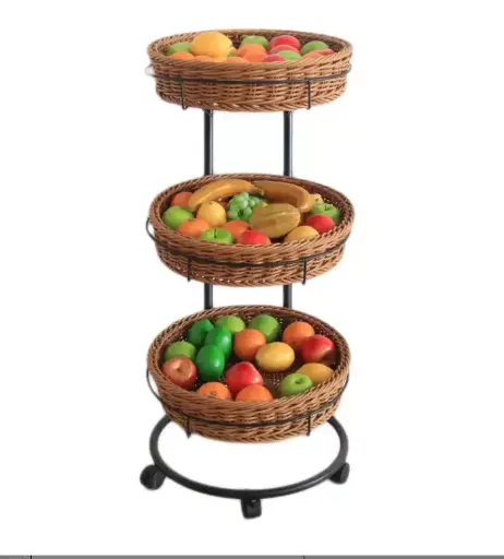 Vegetable & Fruit Basket Stand Round - 3 Baskets  