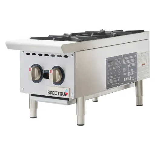 [NGHP-2] Spectrum Gas Hot Plate, 12" Wide, 2-Burner, Natural / LP