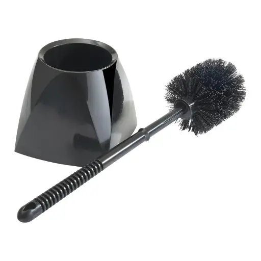 [BR-15SET-B] Toilet Bowl Brush with Caddy, PP, Black