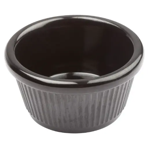 [RFM-4K] Melamine Ramekin, Fluted - Black, 4 oz