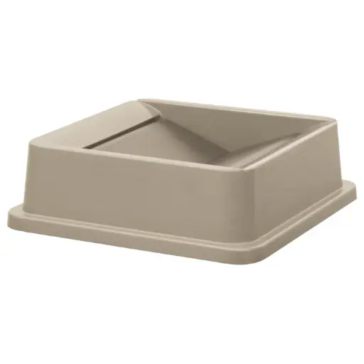 [PTCSL-35BE] Tall Square Trash Can Lid, Swing - 35 Gallon, Beige