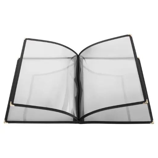 [PMCF-9K] Four Pocket Black Menu Cover, 9-5/8" x 12-1/8"