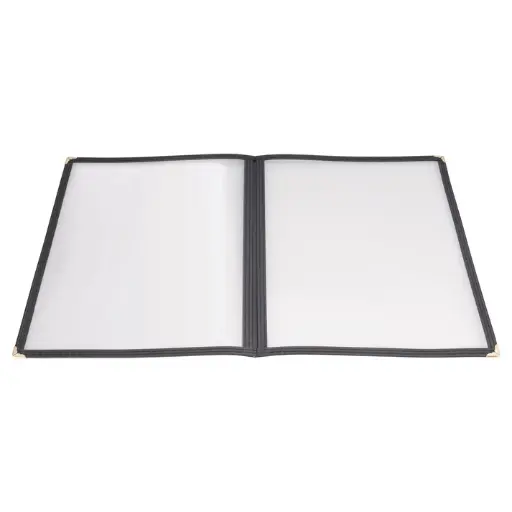 [PMCD-9K] Book-Fold Double Panel Menu Cover - Black, 9-3/8 x 12-1/8