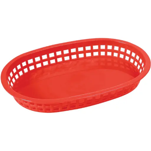 [PLB-R] Oval Platter Baskets, 10-3/4" x 7-1/4" x 1-1/2" - Red