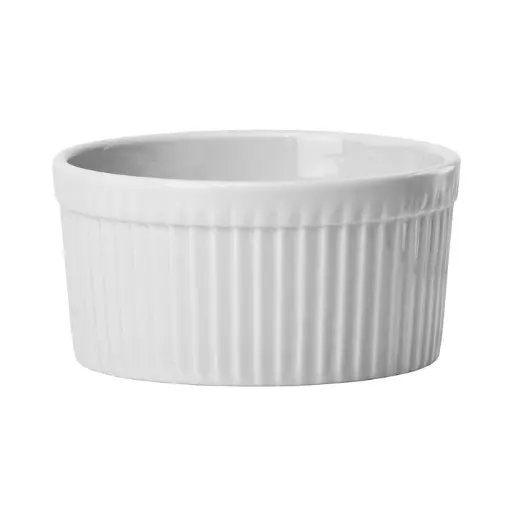 [SBR-16] Fluted Souffle Bowl, 16 oz, White Porcelain, 12 Pieces/Case