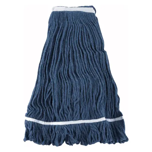 [MOP-32] Premium Cotton-Poly Blend Looped End Wet Mop Head - Blue - 32oz/900g