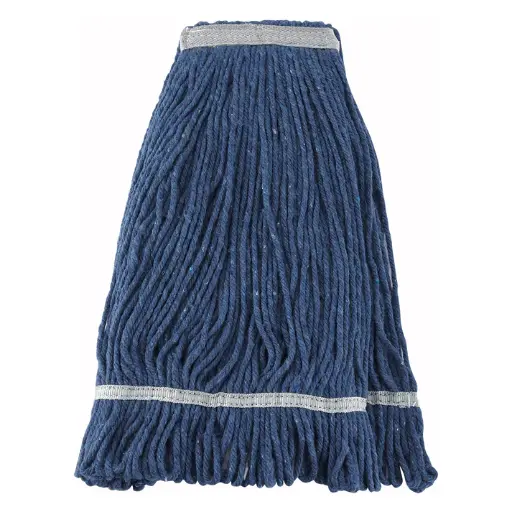 [MOP-20] Premium Cotton-Poly Blend Looped End Wet Mop Head - Blue - 20oz/570g