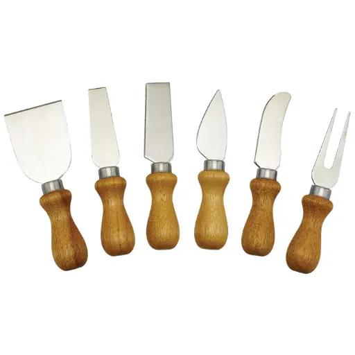 [KCS-6W] Cheese Knife Set with Wooden Handles