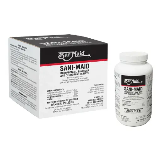 [DIS-207] Bar Maid Sani-Mani Disinfectant, Sanitizer, and Deodorant Tablets - 4 Bottles - Box-