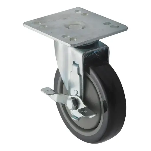 [CT-44B] Universal Caster Set with Brake, 4" Square Plate, 5" Wheels