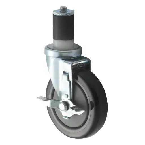 [CT-1B] Workable Stem Caster Set with Brake, 5" Wheels