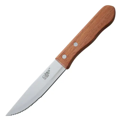 [KB-30W] Jumbo Steak Knives, 5" Blade, Wooden Handle, Pointed Tip
