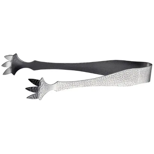 [ICT-7] 7" Ice Tongs, 5 Prongs, Textured Stainless Steel