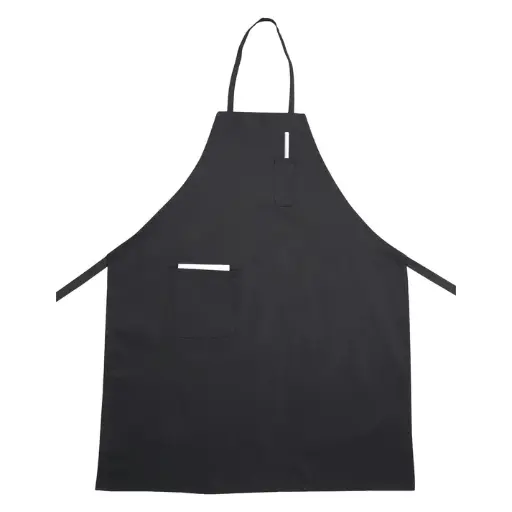 [BA-PBK] Full-Length Bib Apron with Pockets - Black