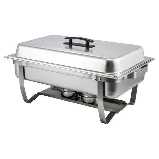 [C-4080] 8 Quart Full-Size Folding Stand Chafer, Stainless Steel