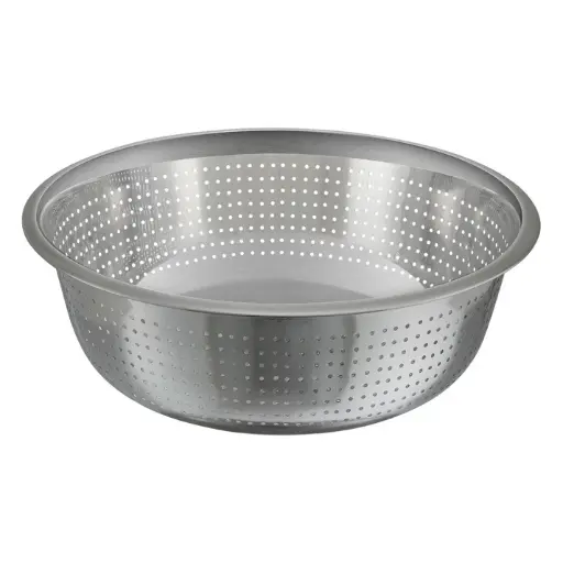 [CCOD-13S]  13" Diameter Stainless Steel Chinese-Style Colander with 2.5 mm Drain Holes