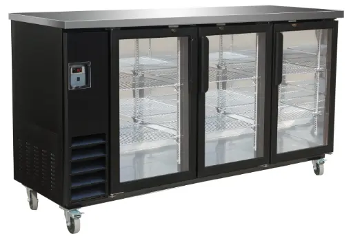 73" 3 Section Back Bar Cooler with Glass Doors 