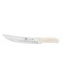 [SLKF415WT] Cimeter Steak Knife, 9-1/2" Blade, Hollow Ground, White Polypropylene Handles, German Steel, NSF