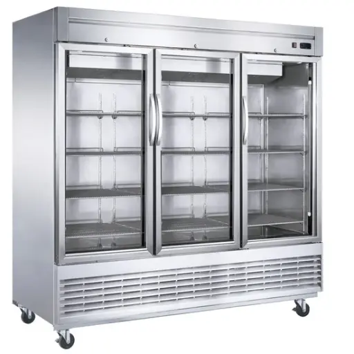 [D83R-GS3]  Bottom Mount Glass 3-Door Commercial Reach-in Refrigerator