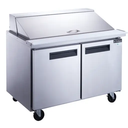 [DSP36-15M-S2] 2-Door Commercial Food Prep Table Refrigerator in Stainless Steel with Mega Top