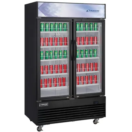 [DSM-48R] Commercial Glass Swing 2-Door Merchandiser Refrigerator in Black