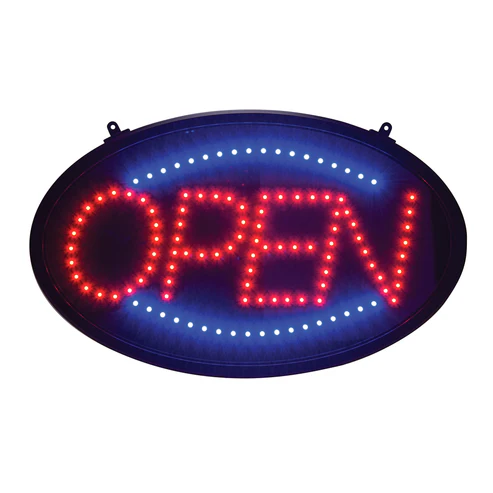 [LED-10] "Open" LED Sign, Oval