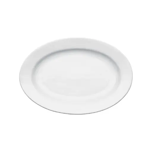 [BPO-16-SV1] Birkhall Oval Platter With Rolled Edge, White Porcelain, + / 16" L