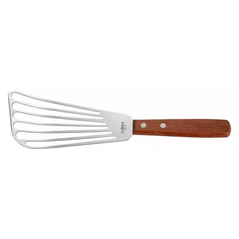 [FST-6] Fish Spatula, Wooden Handle, 6-3/4" x 3-1/4" Blade