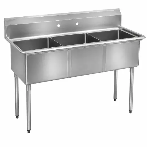 [3CS-162012] 18GA.304S/S Sink, Galvanized Leg and Socket, Plastic Bullet Feet    / 16" x 20" x 12" / 3