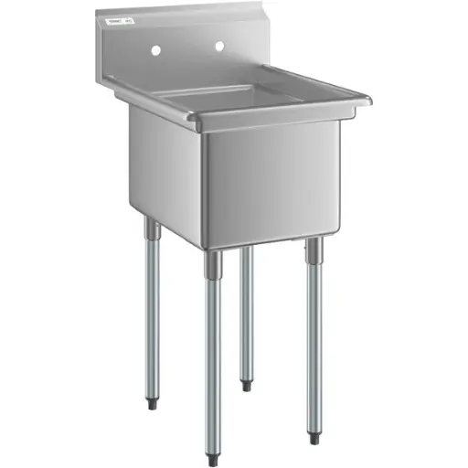 [1CS-151512] 18GA.304S/S Sink, Galvanized Leg and Socket, Plastic Bullet Feet    / 15" x 15" x 12" / 1
